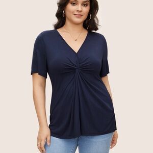BloomChic Plus Size XL Plain V Neck Twist Front T-shirt us14-16